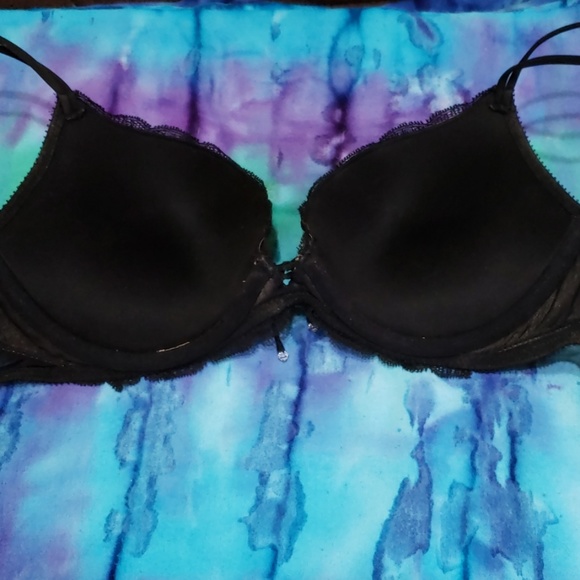 Victoria's Secret Blk/Brn Rhinestone Lace Bra 34C - Picture 2 of 8
